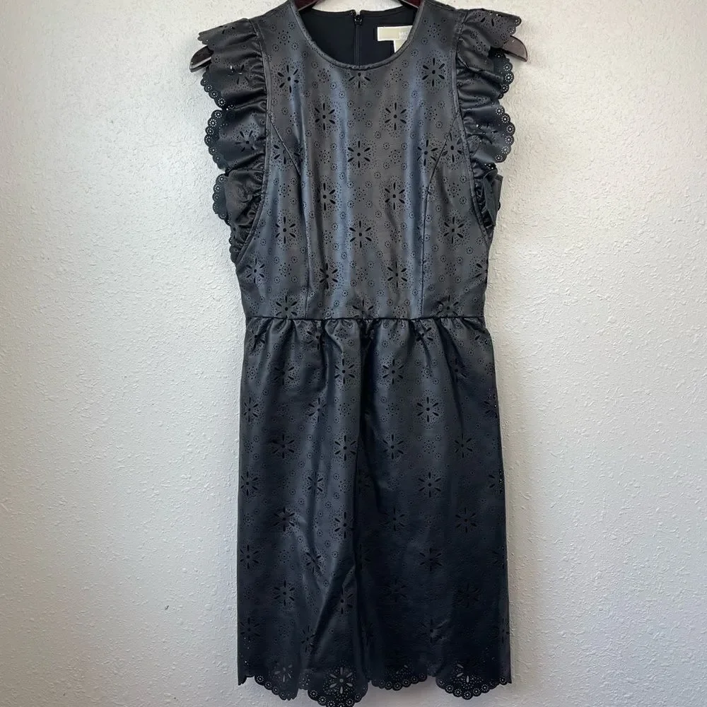 MICHAEL Michael Kors Black Faux Leather Dress Size 4